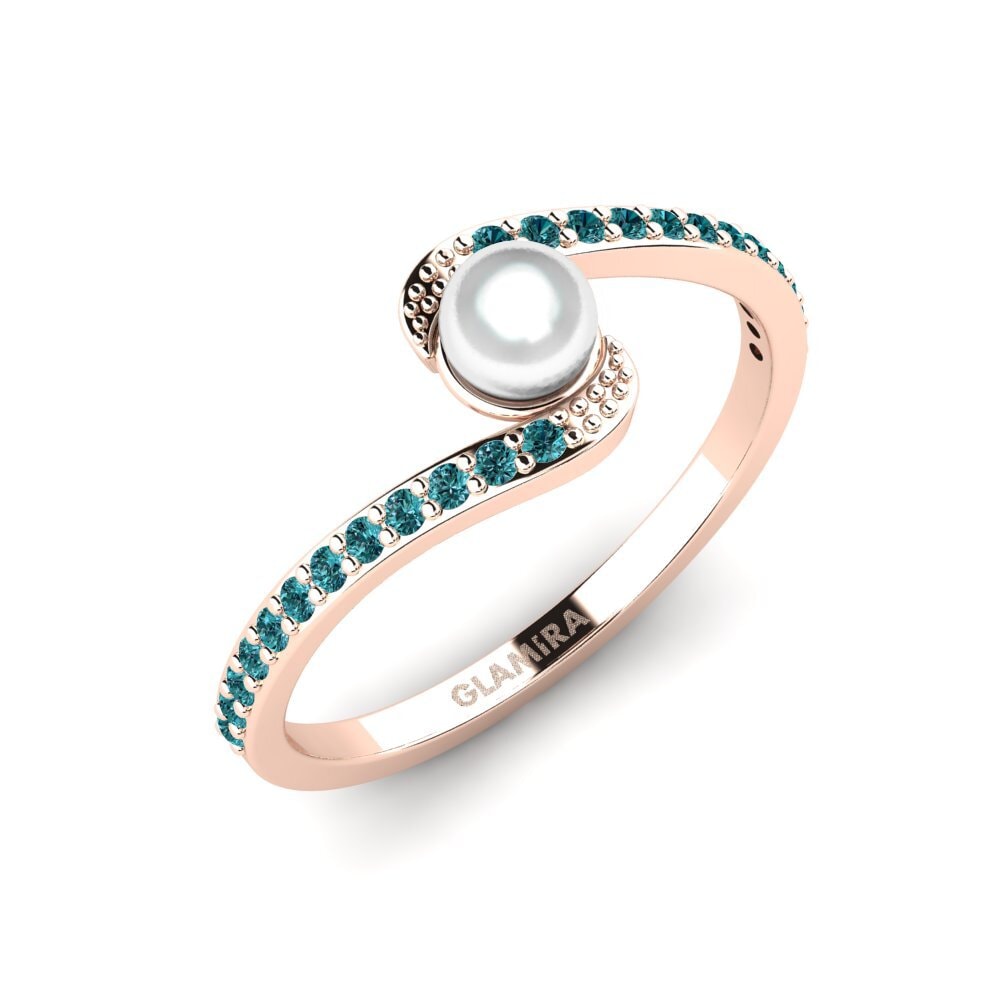 14k Oro Rosa Diamante Azul Anillo Ubuncane