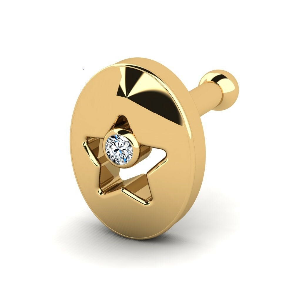 14K Geel Goud Neus Pin Uccell