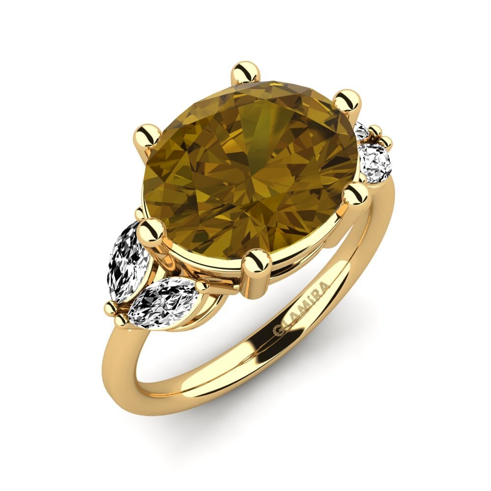 14ct Yellow Gold Brown Zircon Ring Ujana