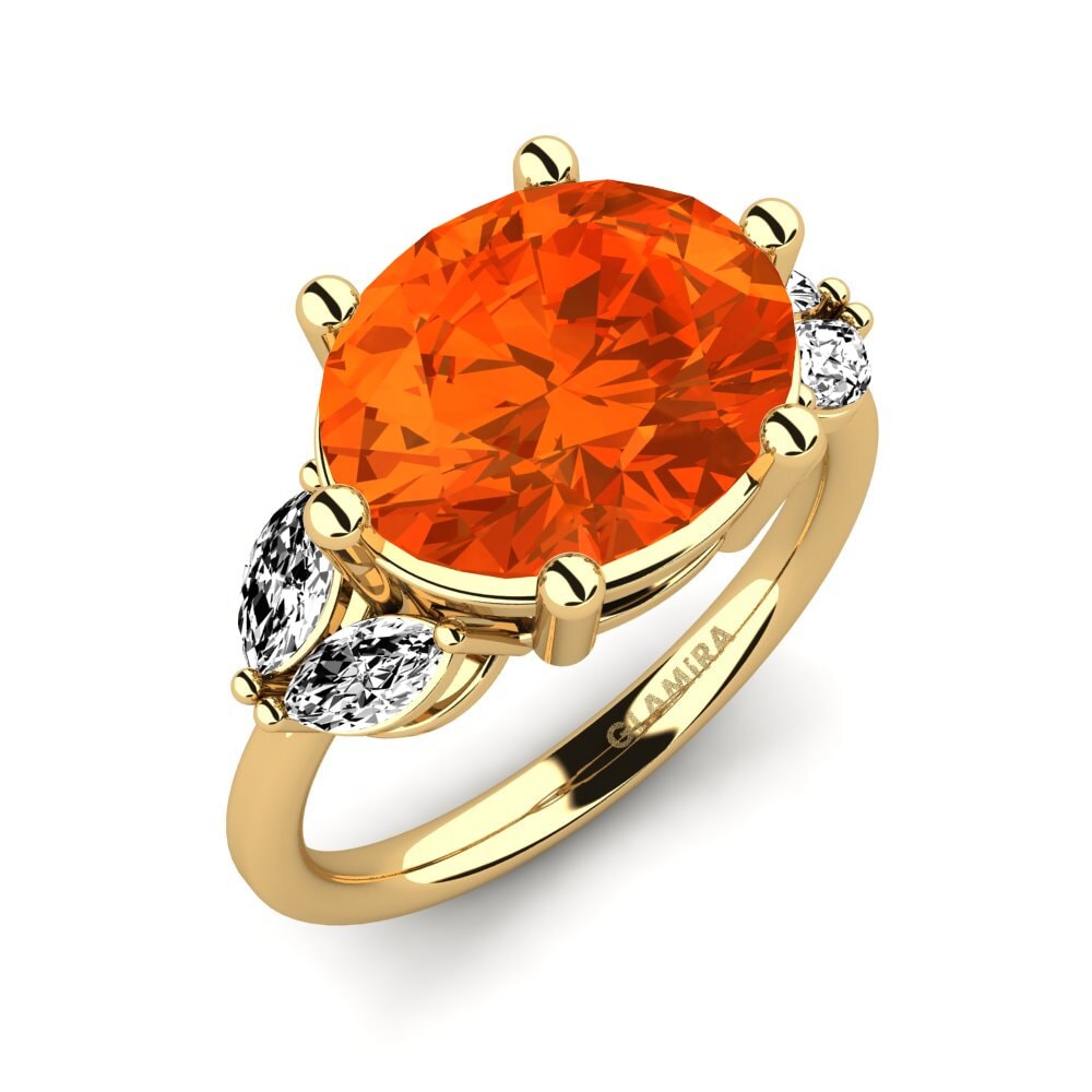 Ouro Amarelo 14K Opala de Fogo Anel Ujana