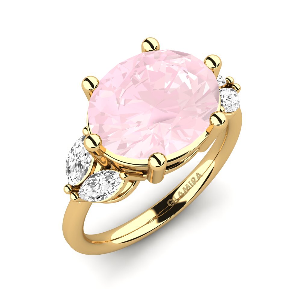 Or Jaune 18k Quartz Rose Bague Ujana