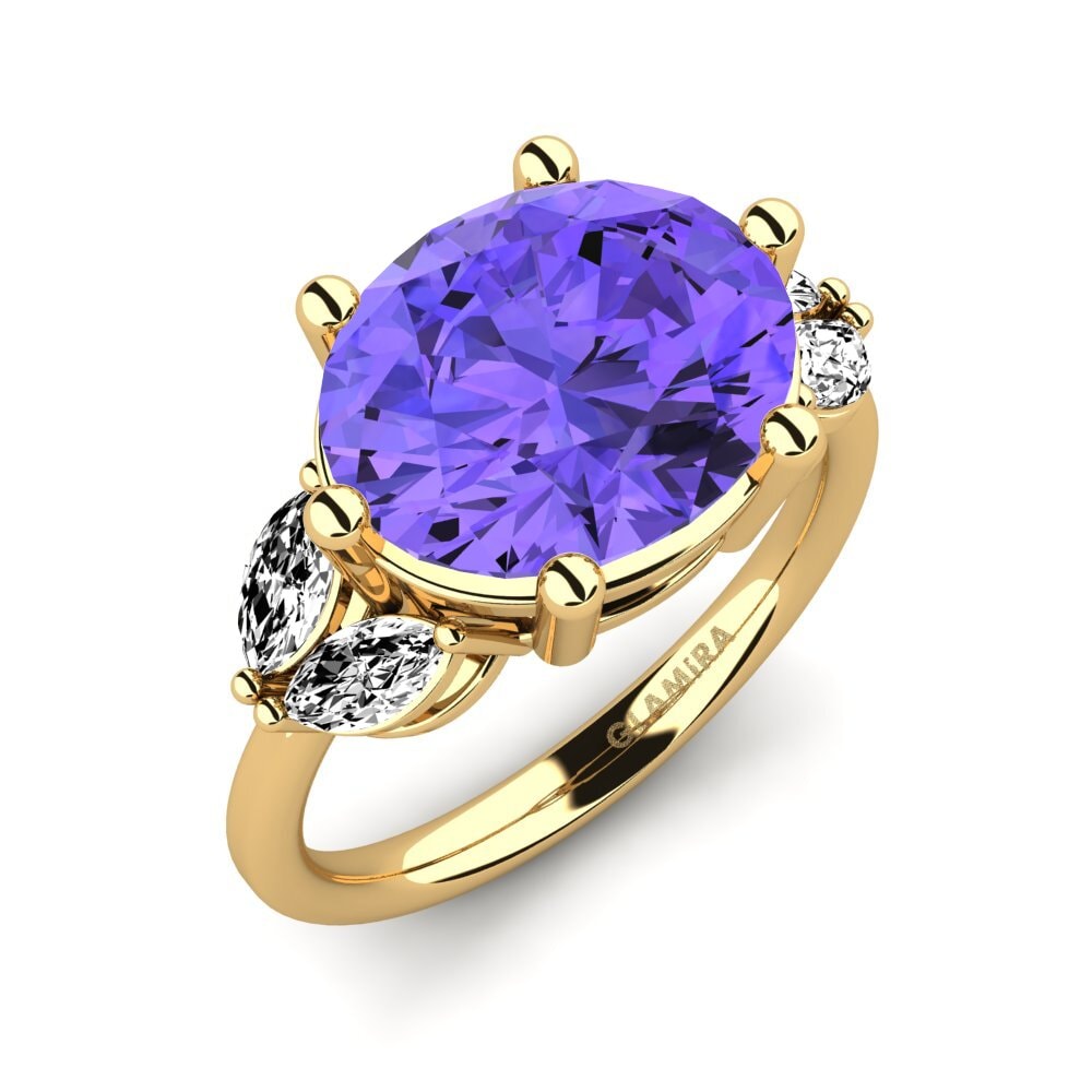 14k Oro Amarillo Tanzanita Anillo Ujana