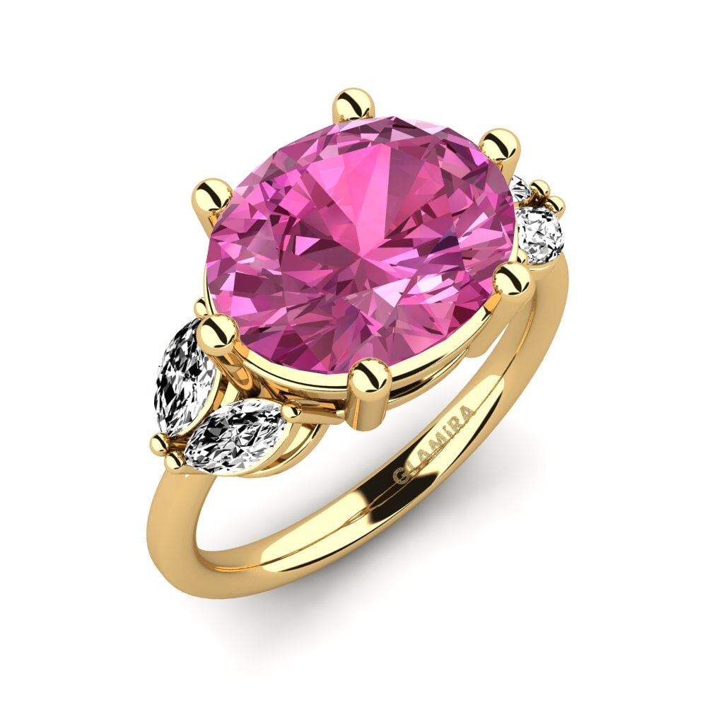 9k Oro Amarillo Topacio Rosa Anillo Ujana