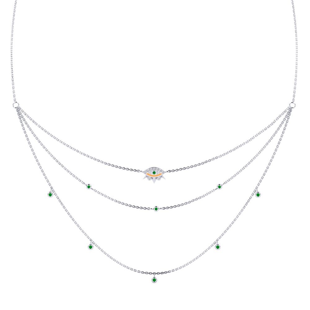 9k Oro Blanco Esmeralda Collar de Mujer Ukuvieka