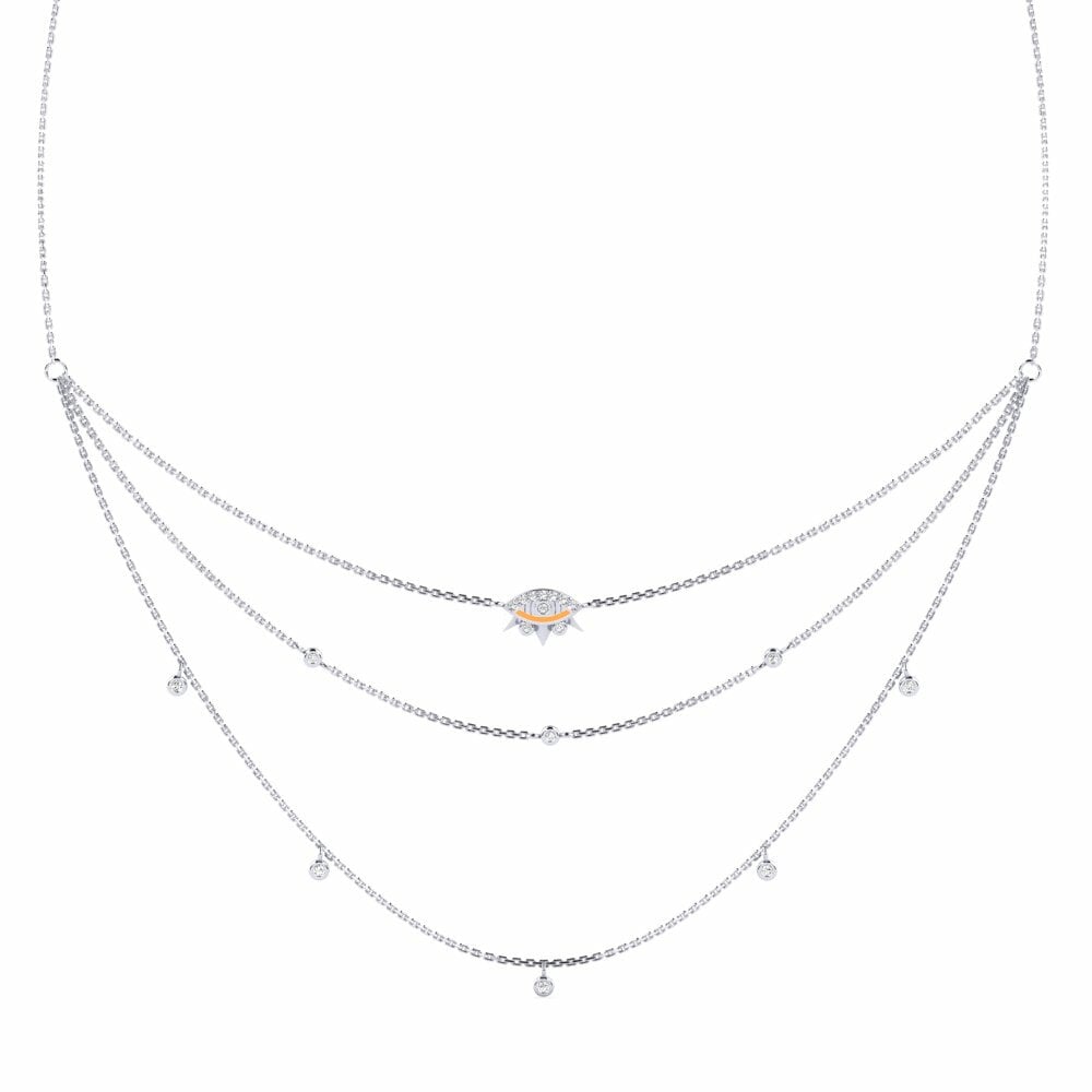 14k Oro Blanco Moissanita Collar de Mujer Ukuvieka