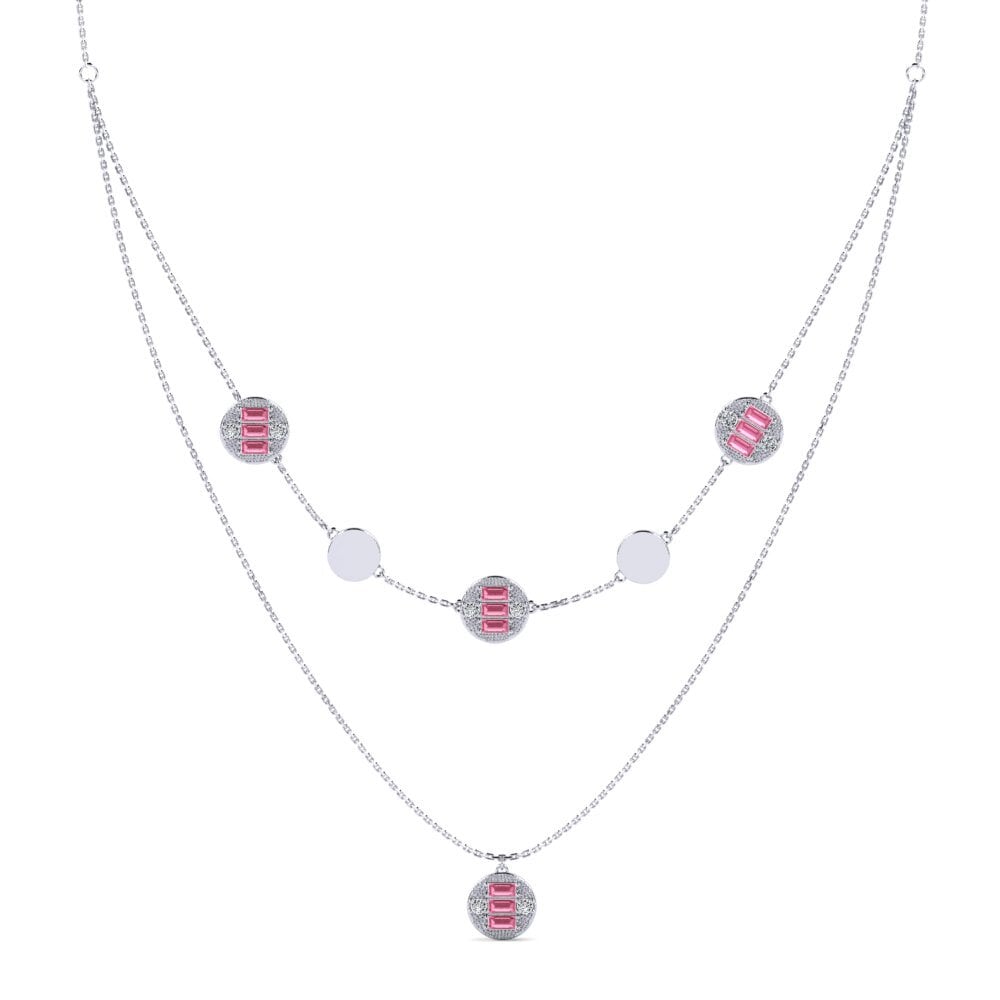 Baguette Pink Sapphire Women's Necklace Ulle