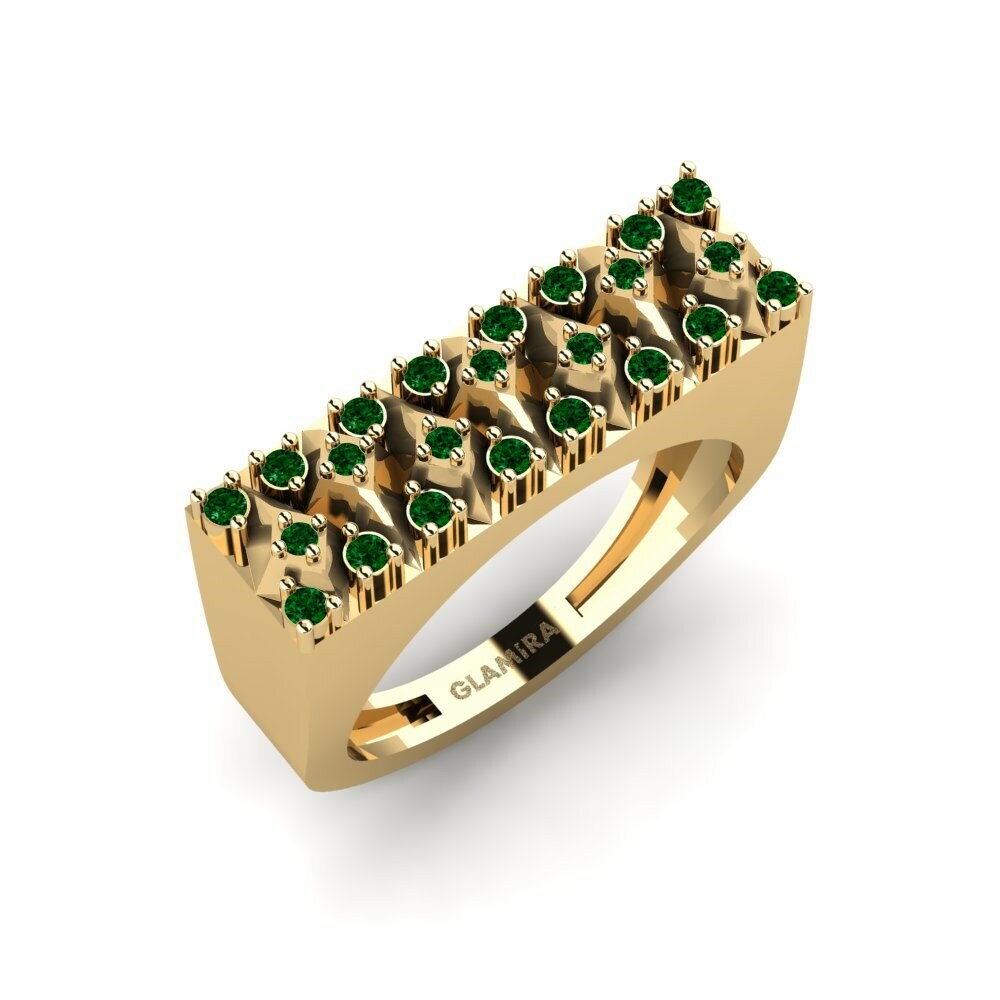 Or Jaune 18k Zircone Vert Bague Umniati