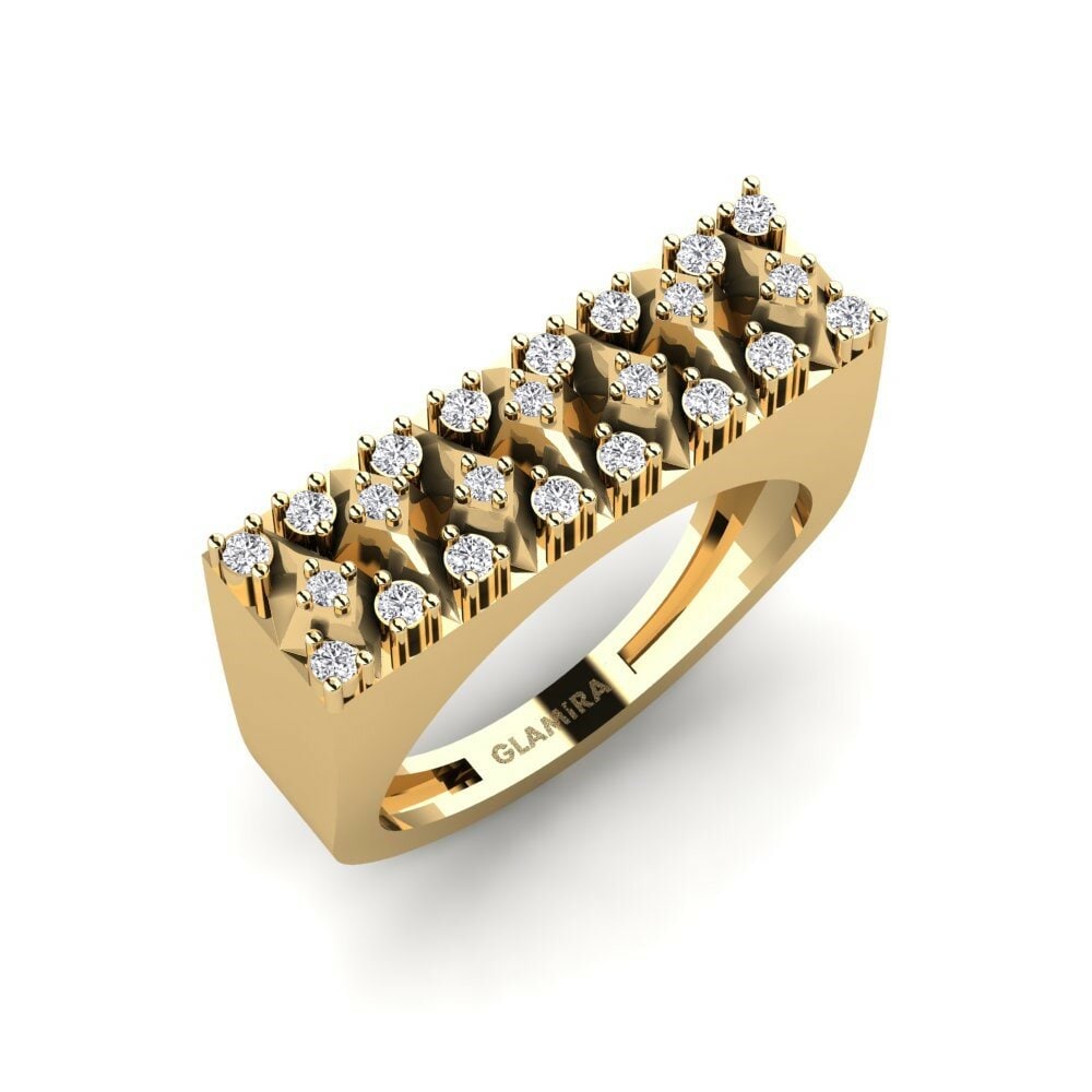 Or Jaune 18k Diamant De Synthèse Bague Umniati