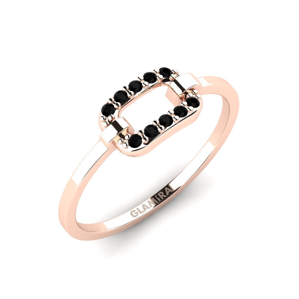 14k Oro Rosa Ónix Negro Anillo apilable Uncumo