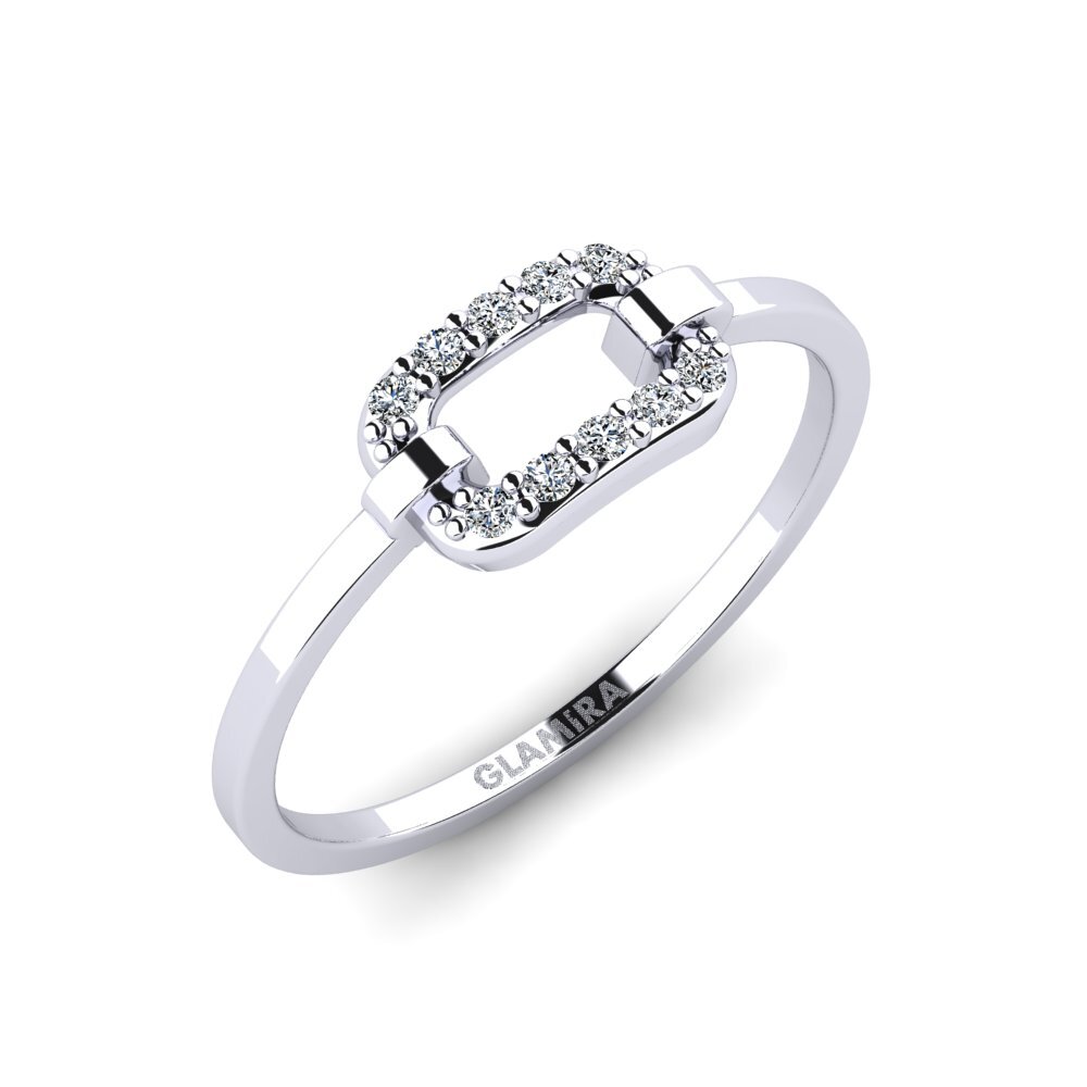 14k Oro Blanco Circonita Anillo apilable Uncumo