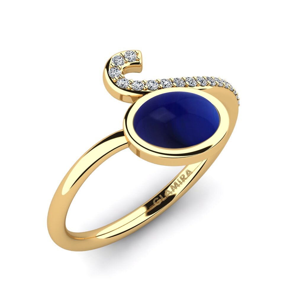 Or Jaune 18k Saphir Cabochon Bague Unfar