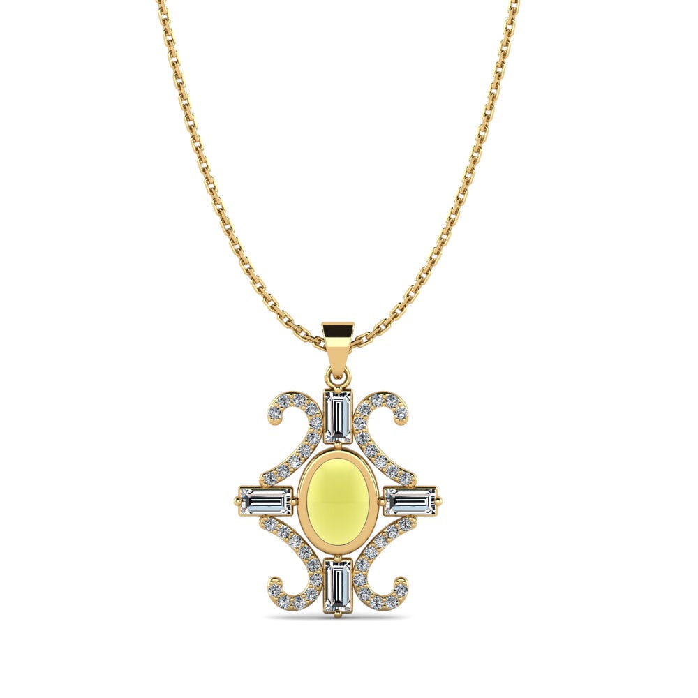 9k Oro Amarillo Topacio Limón Cabujón Colgante de Mujer Unforged