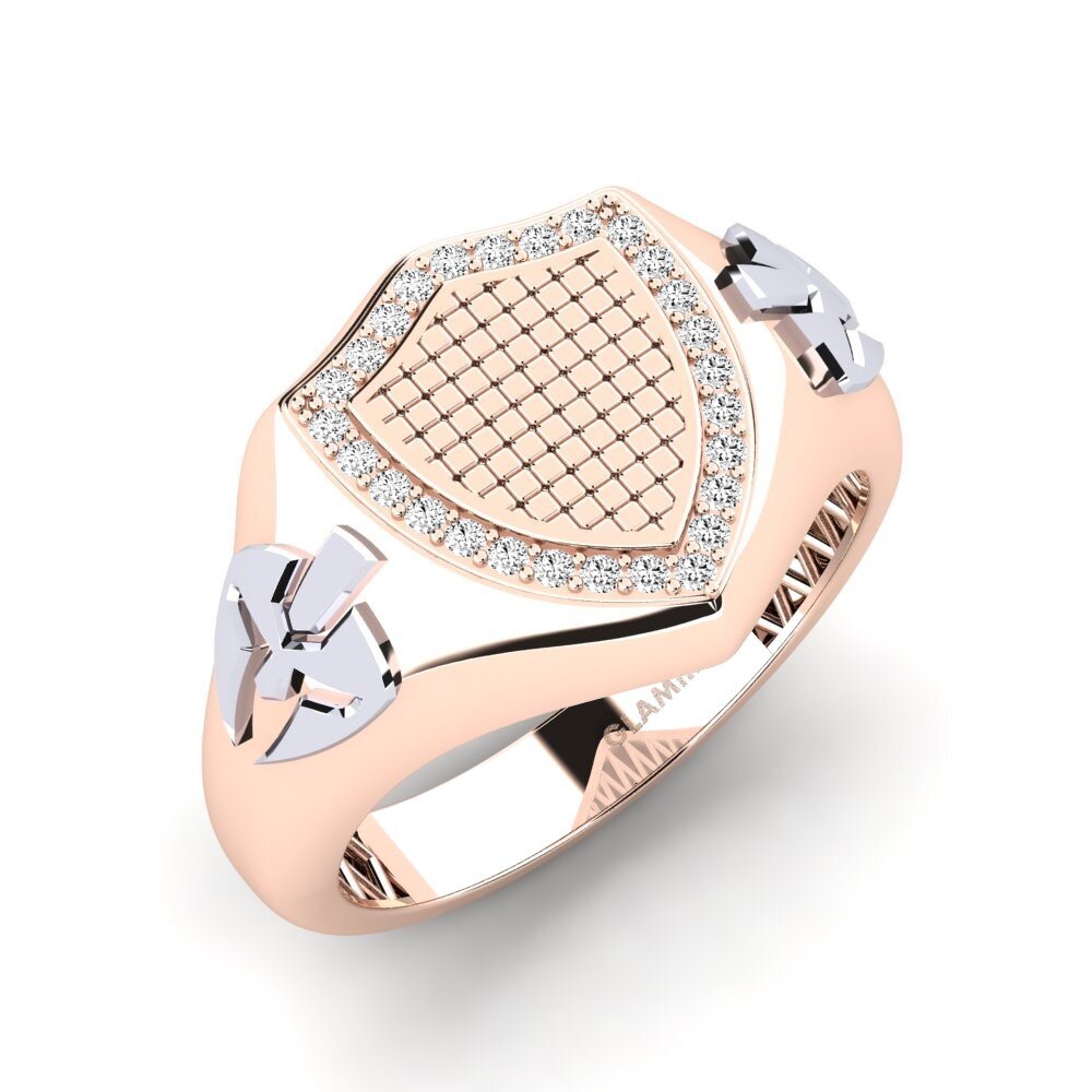 14ct Rose & White Gold Moissanite Men's Ring Unfun