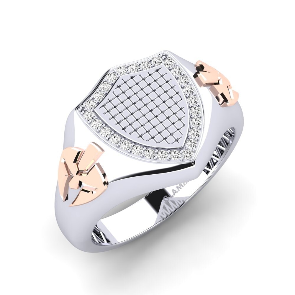 14ct White & Rose Gold Moissanite Men's Ring Unfun