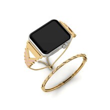 Apple Watch® Unikalus Set Stainless Steel / 585 Yellow Gold & Đá Sapphire Hồng