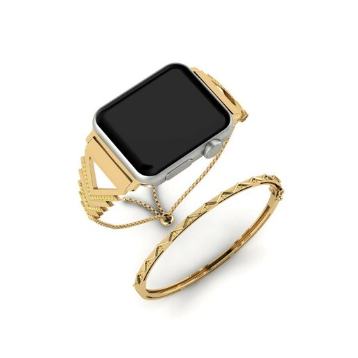 Apple Watch® Unikalus Set Stainless Steel / 585 Yellow Gold & Đá Sapphire Vàng