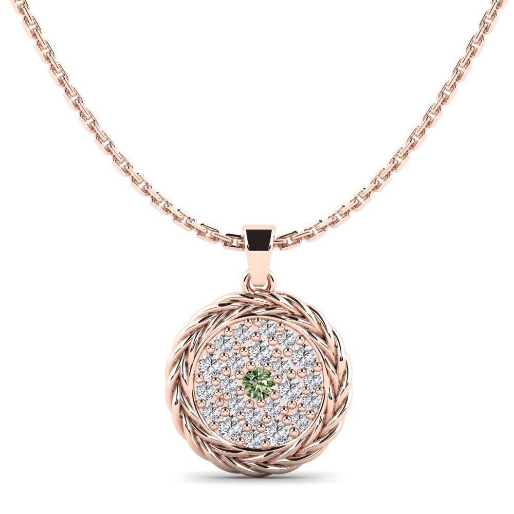 18ct Rose Gold Green Diamond Women's Pendant Unlock