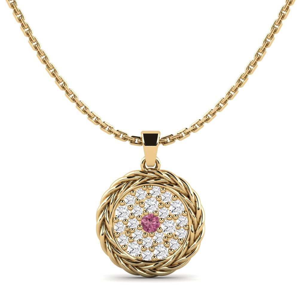 18ct Yellow Gold Rhodolite Garnet Women's Pendant Unlock