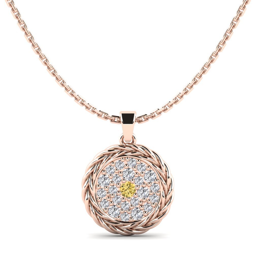 9ct Rose Gold Yellow Diamond Women's Pendant Unlock