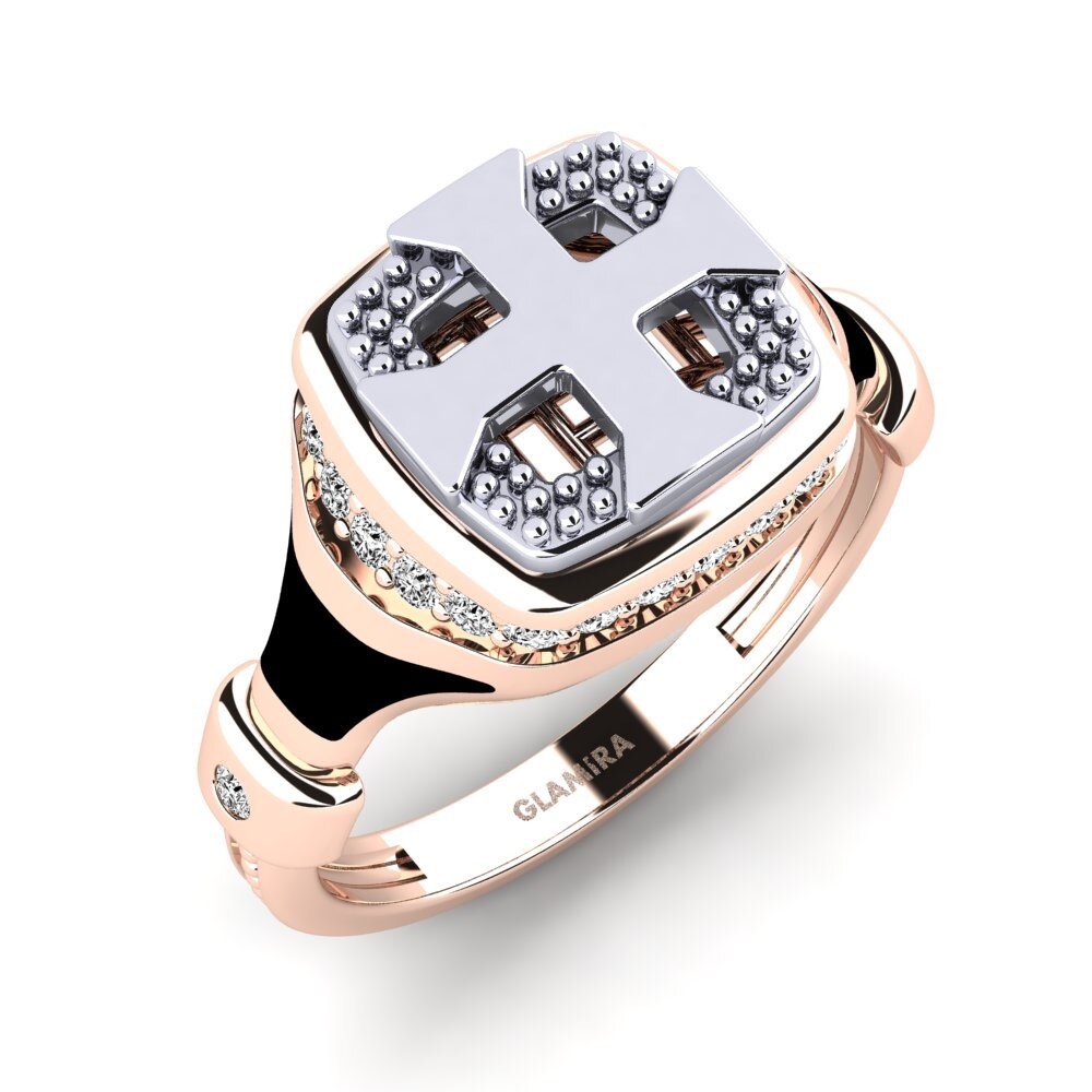 14ct Rose & White Gold Moissanite Men's Ring Unlynna