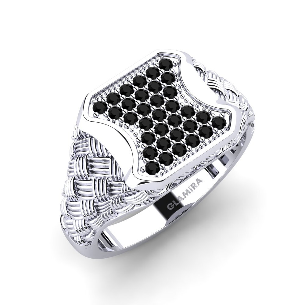 Diamante Negro Anillo de dedo meñique para hombre Unscoma