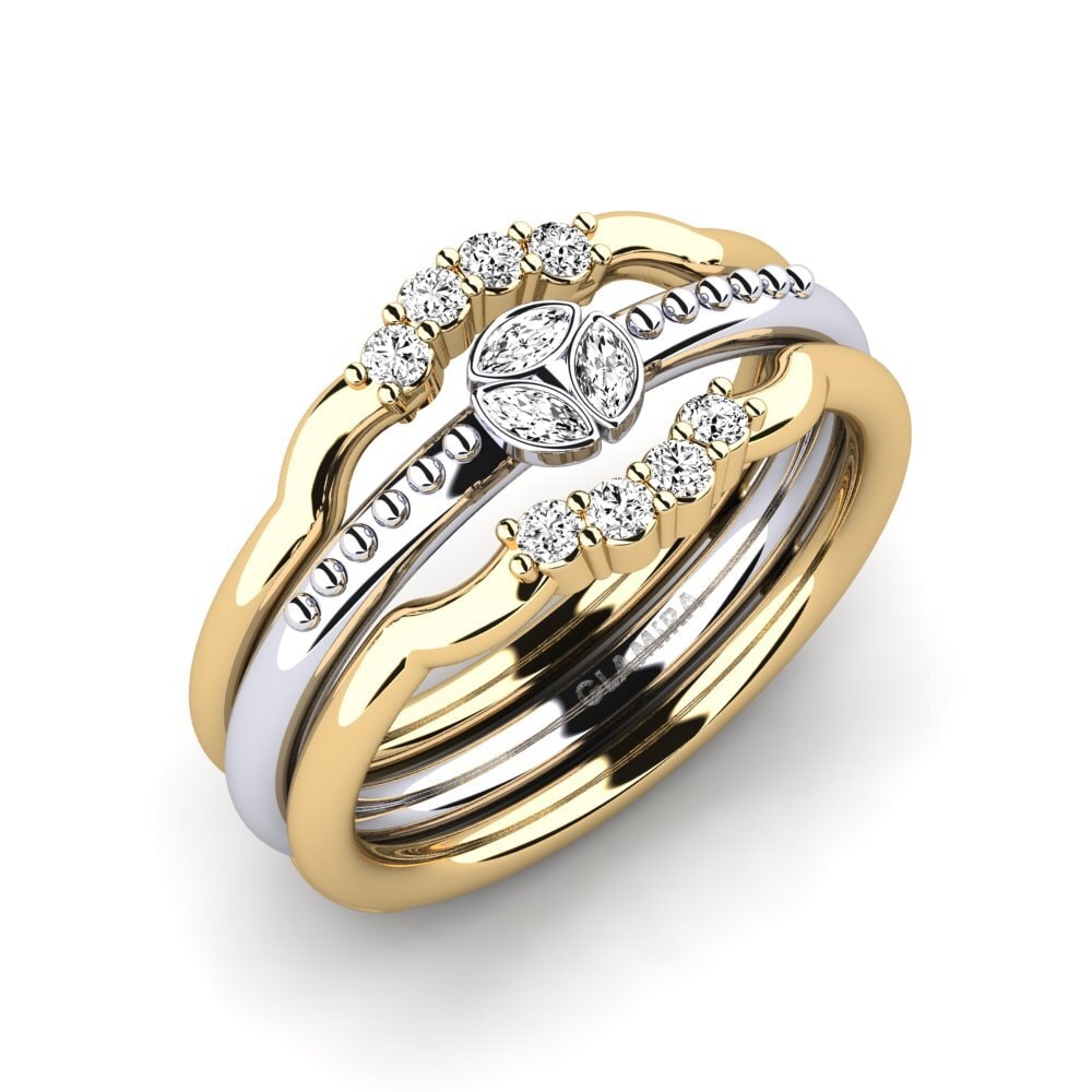18ct Yellow & White Gold Moissanite Ring Uorph - SET