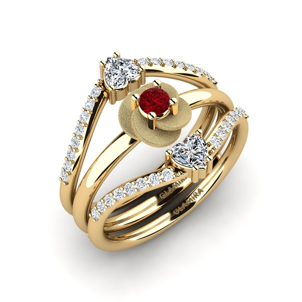 Red Zirconia Ring Uothu - SET