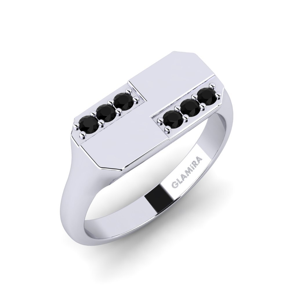 Diamante Negro Anillo de dedo meñique para hombre Uppend