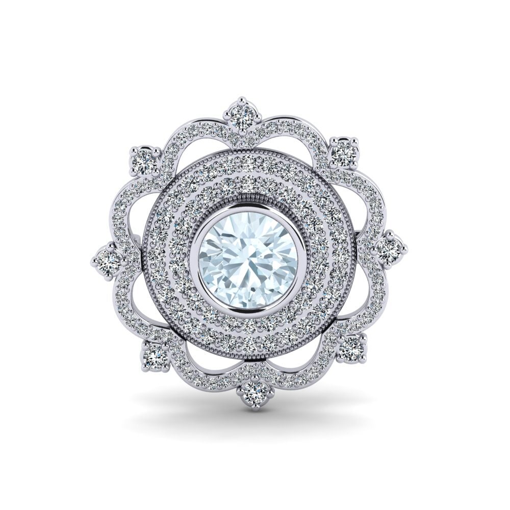 14ct White Gold Aquamarine Brooch Upsurge