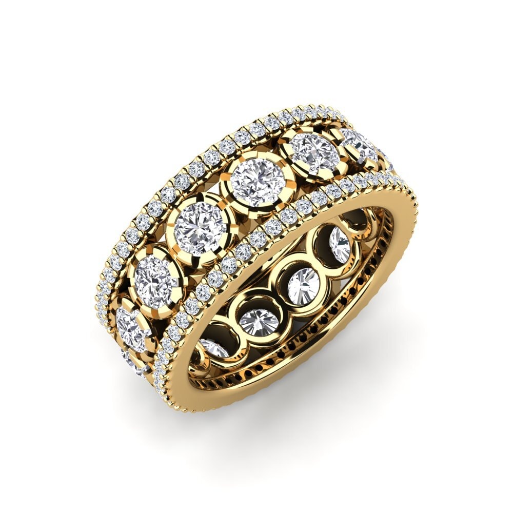 Or Jaune 14k Diamant De Synthèse Bague Kisha