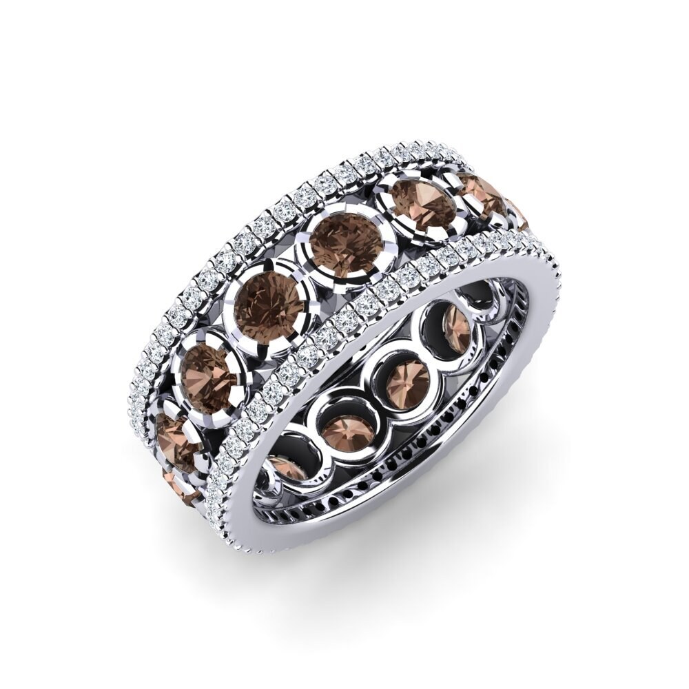 Or Blanc 14k Quartz Fumé Bague Kisha