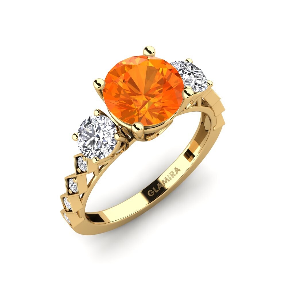 Orange Sapphire Engagement Ring Marhta