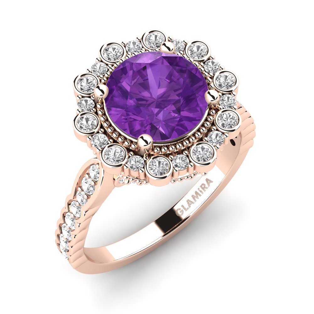 14k Rose Gold Amethyst Engagement Ring Marine
