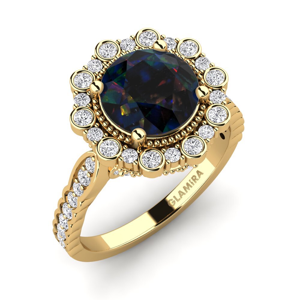 Black Opal Engagement Ring Marine