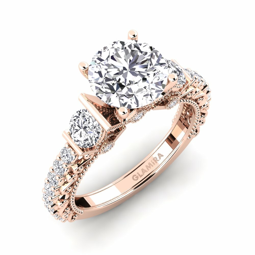14k Oro Rosa Anillo de compromiso Marquita