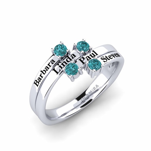 Ring Shanice 585 White Gold & Blue Diamond