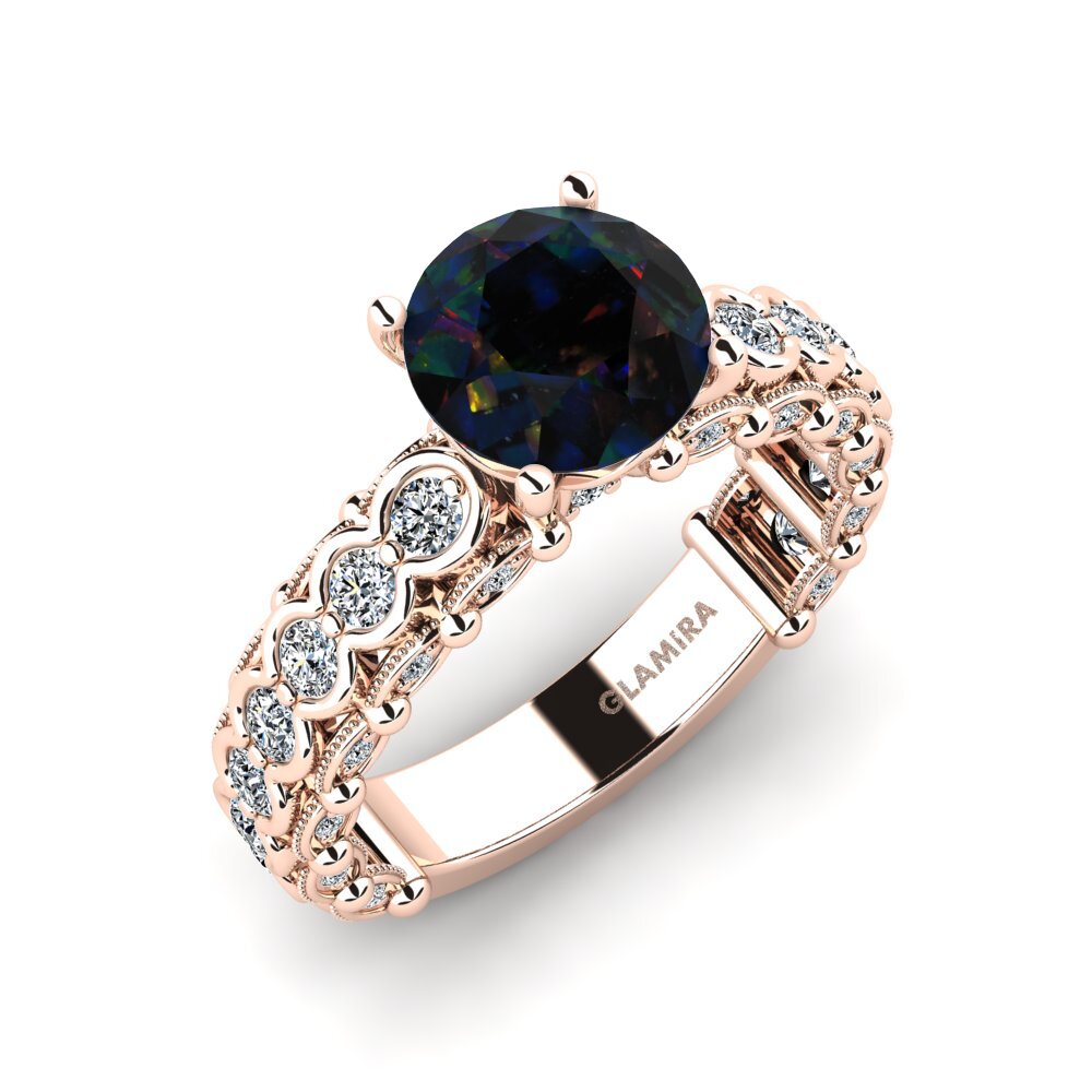 Black Opal Engagement Ring Tien