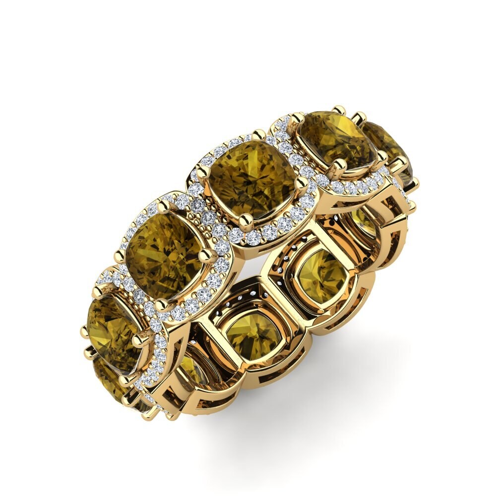 Or Jaune 14k Zircon Brun Bague Tracie