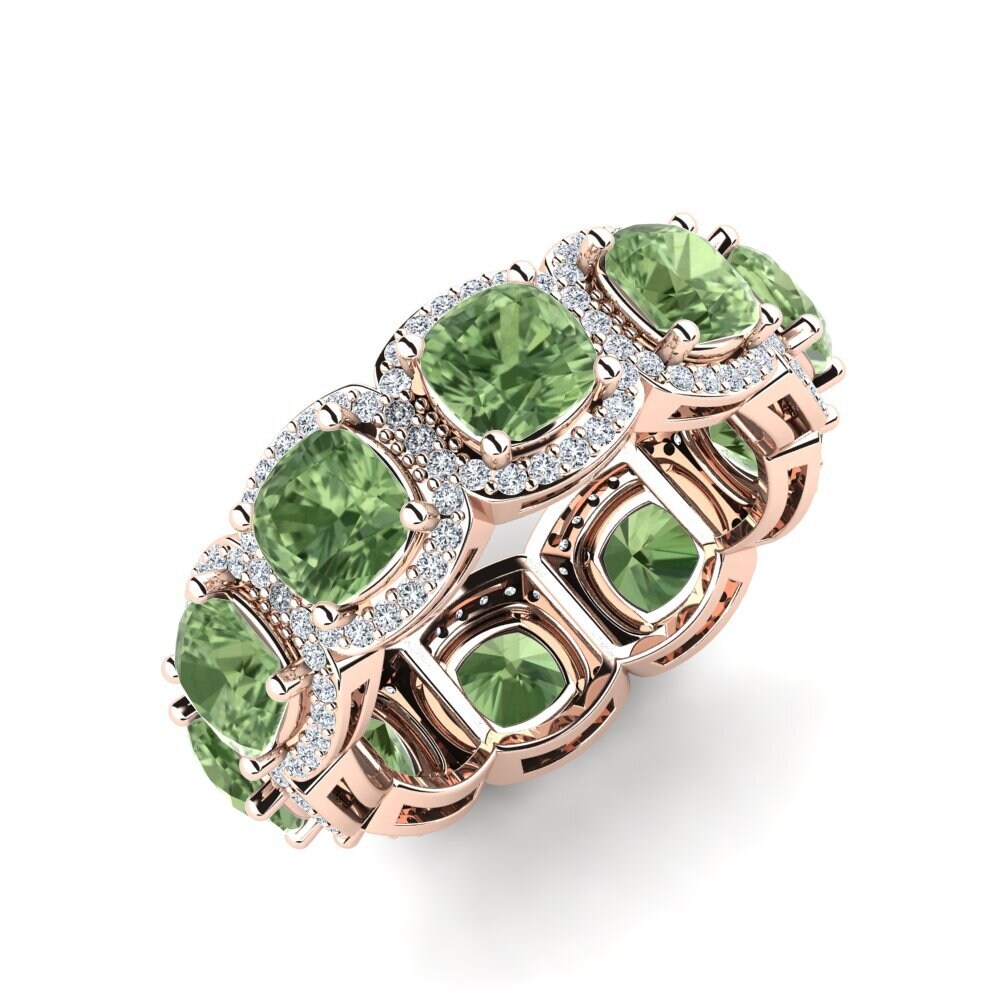 Or rose 14k Saphir vert Bague Tracie