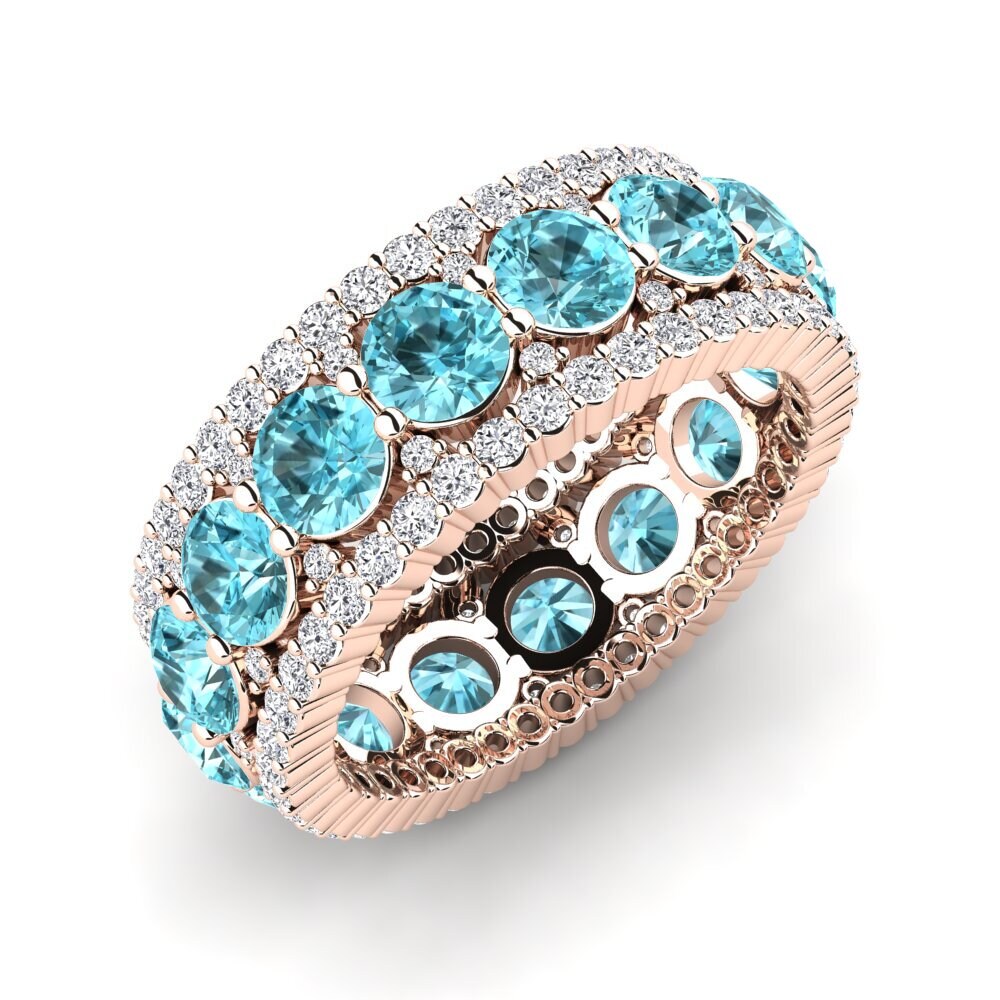 Or rose 14k Zircon Bleu Bague Trinidad