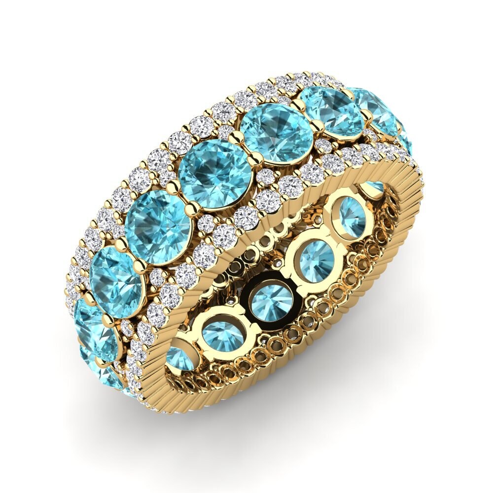 Or Jaune 14k Zircon Bleu Bague Trinidad
