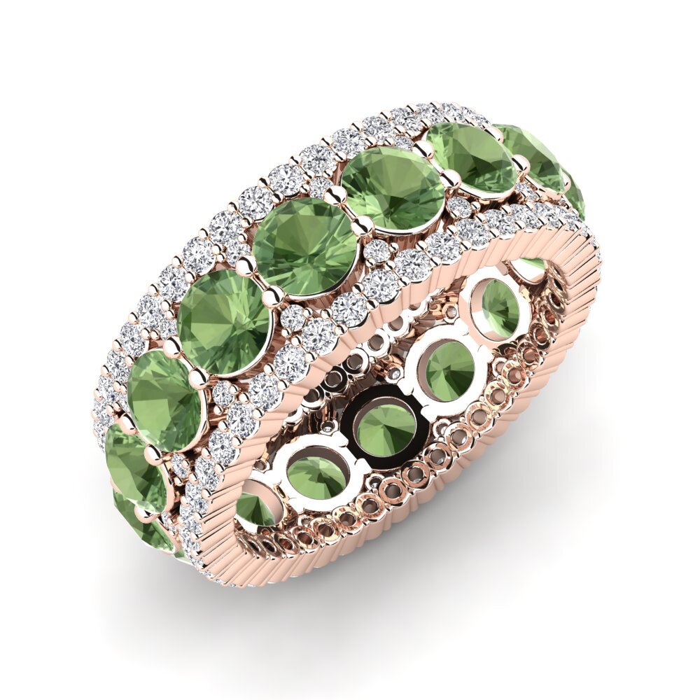 Or rose 14k Saphir vert Bague Trinidad