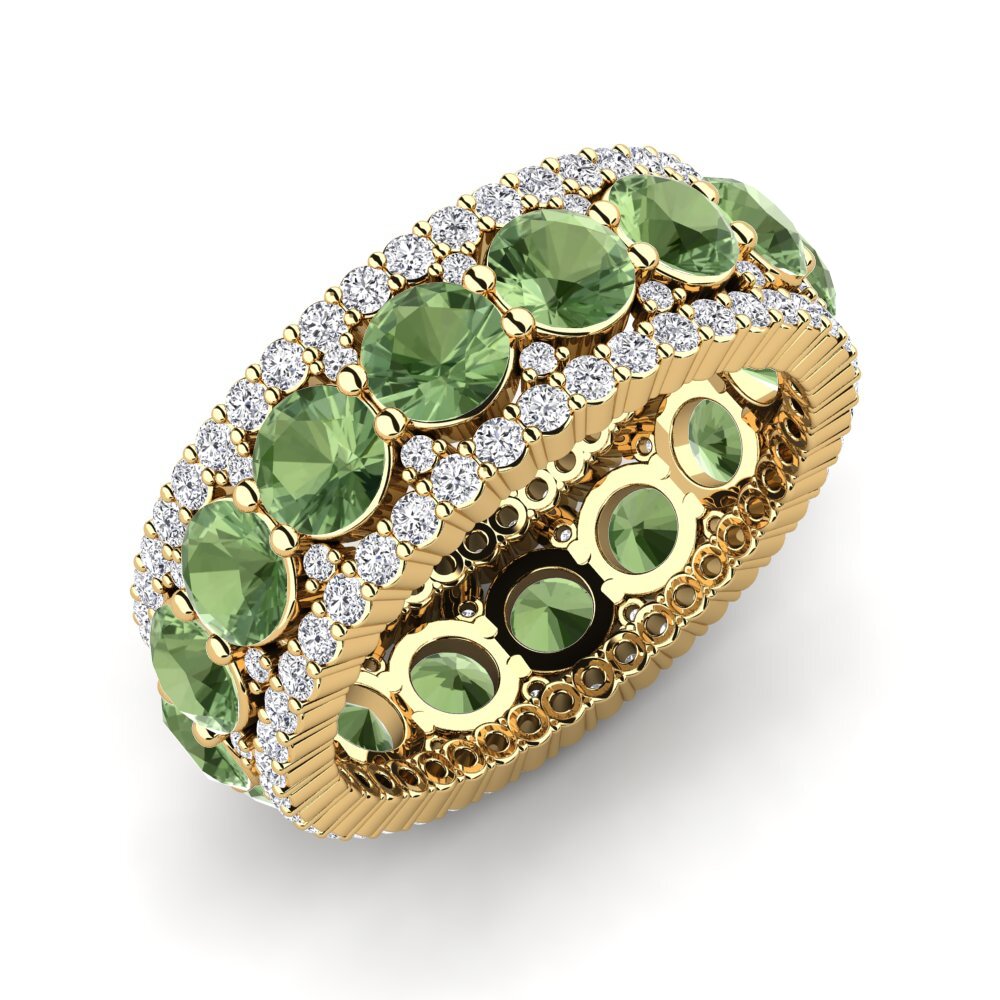 Or Jaune 14k Saphir vert Bague Trinidad