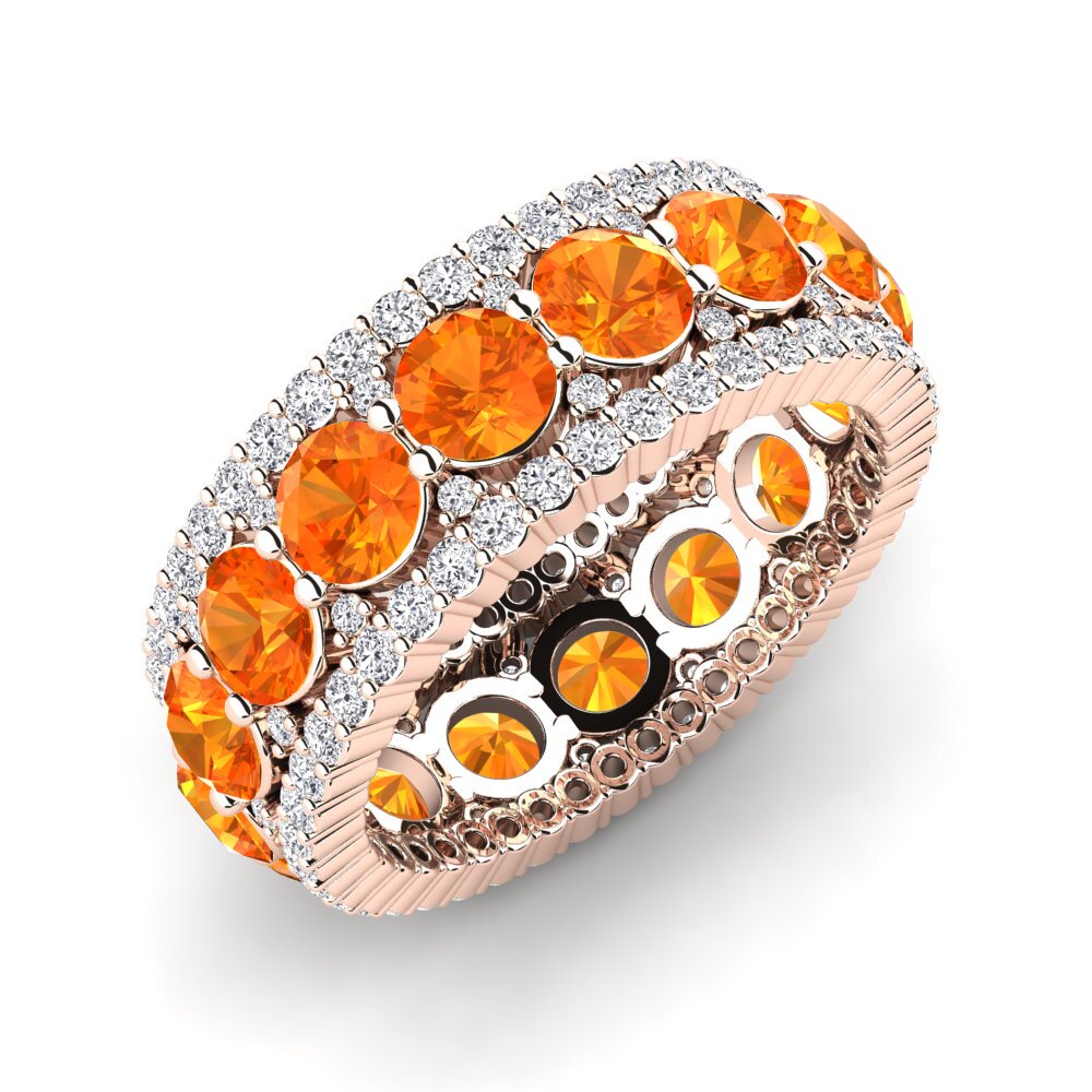 Or rose 14k Saphir orange Bague Trinidad