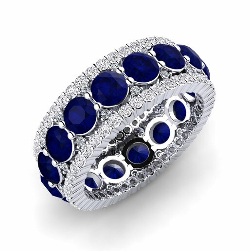 Ring Trinidad 585 White Gold & Sapphire & Diamond & Swarovski Crystal