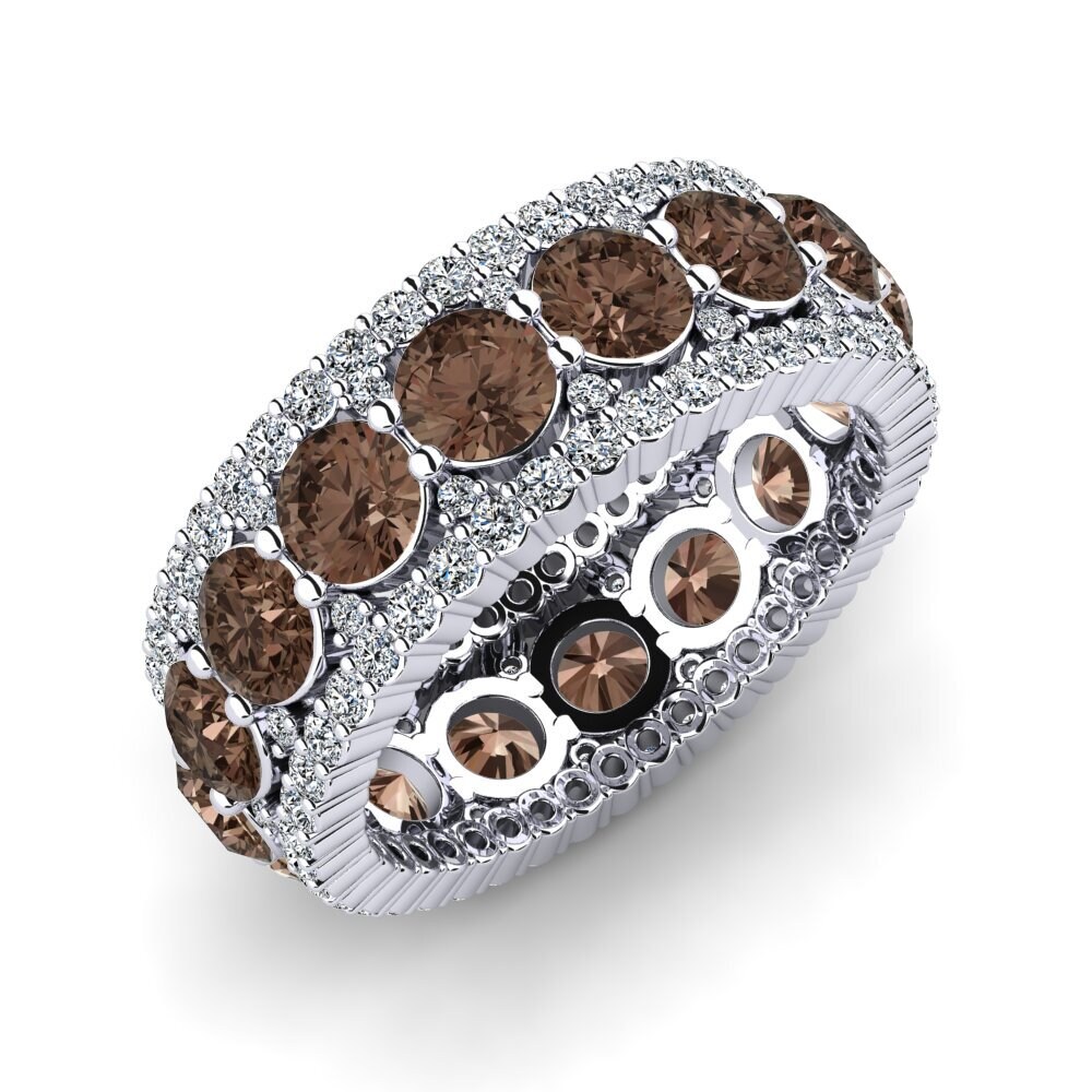 Bague Ancienne En Argent 925 - Quartz Fumé Et Zircons - Taille 58 - Bijou Vintage #J2