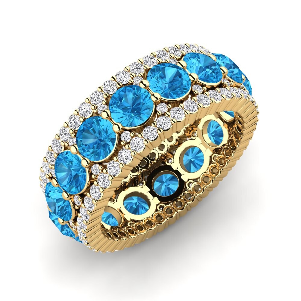 9ct Yellow Gold Blue Topaz Ring Trinidad
