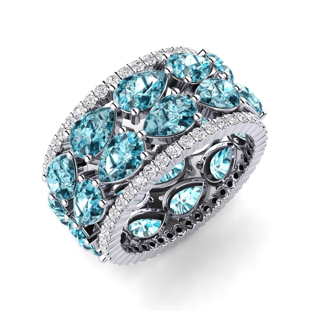 Palladium 950 Zircon Bleu Bague Yajaira