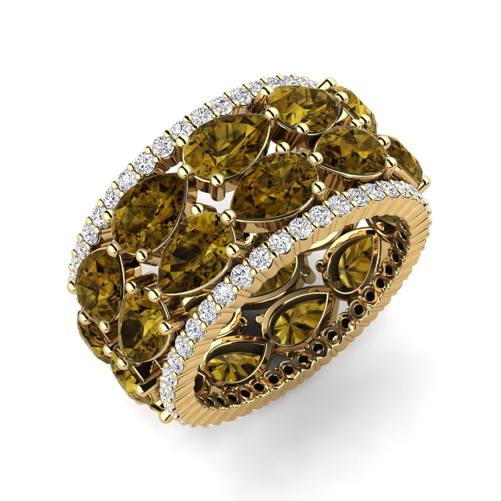 Or Jaune 14k Zircon Brun Bague Yajaira