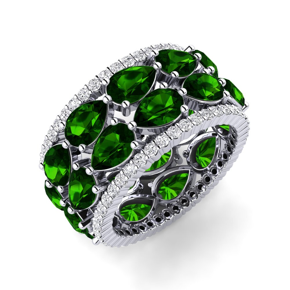 Argent Blanc Tourmaline Verte Bague Yajaira